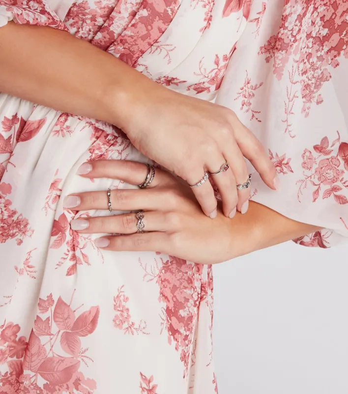 Trendy Shine Rhinestone Dainty Ring Set sold by Windsor