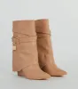Lock And Key Foldover Wedge Faux Leather Boots sold by Windsor