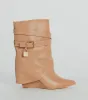 Lock And Key Foldover Wedge Faux Leather Boots sold by Windsor