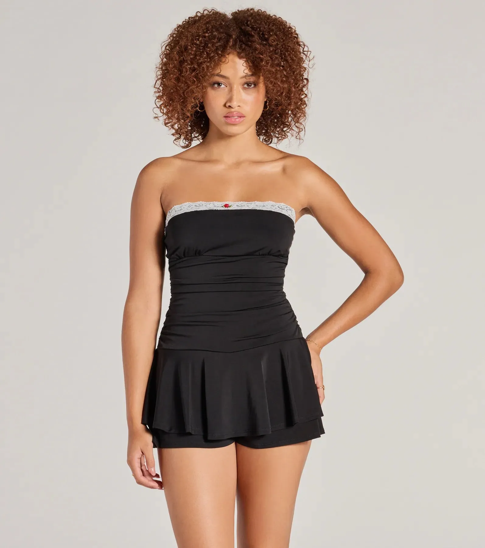 One of a Kind Rosette Lace Romper sold by Windsor