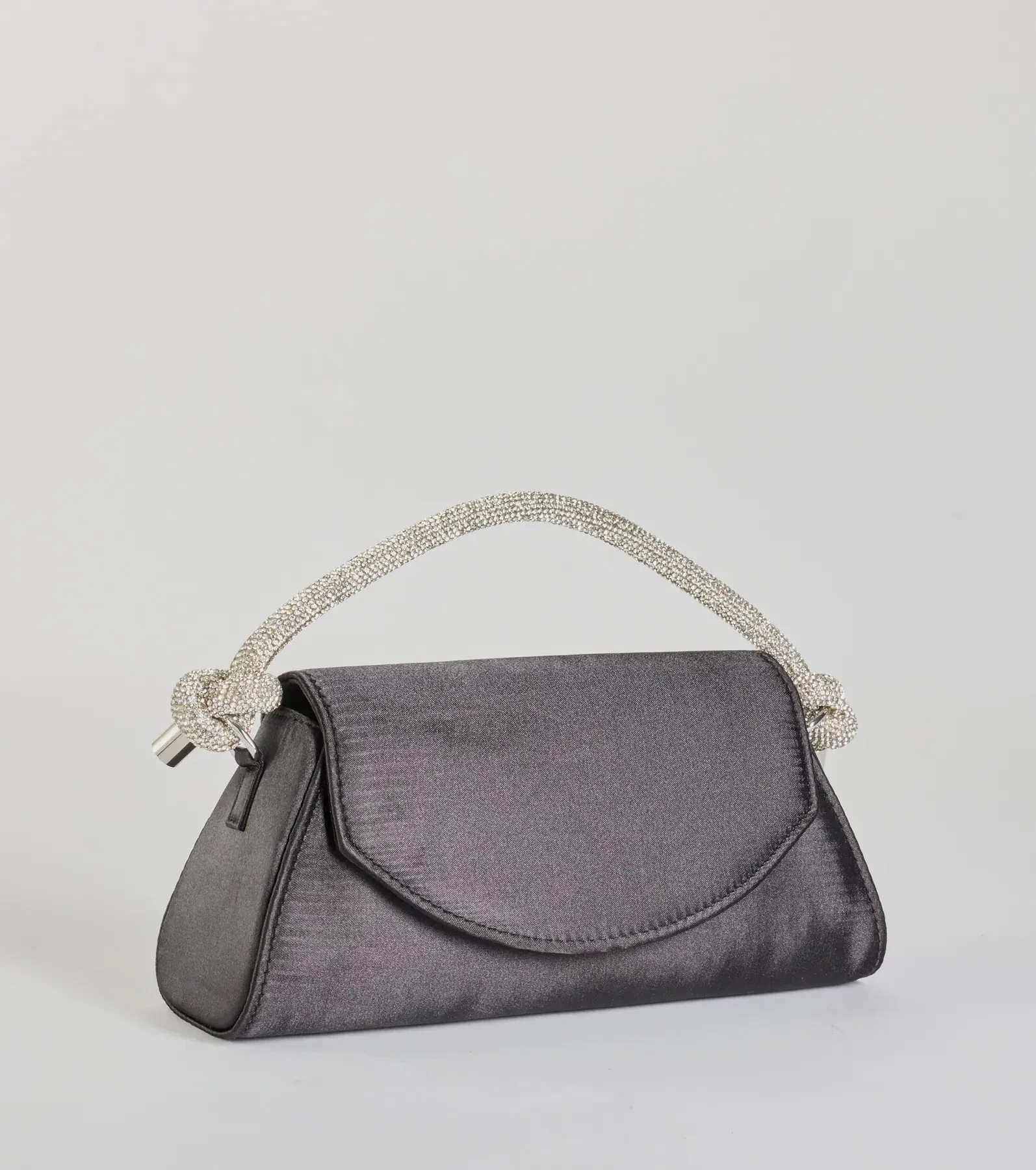 Glam Aspiration Rhinestone Strap Satin Handbag sold by Windsor