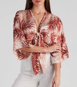 Out Sailing Satin Tie-Front Top sold by Windsor