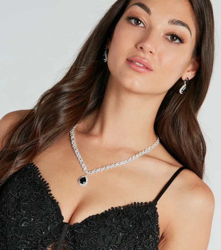 Chic Elegance Gemstone Necklace And Earrings Set sold by Windsor