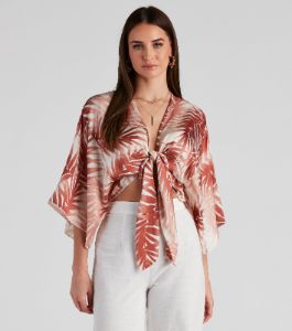 Out Sailing Satin Tie-Front Top sold by Windsor