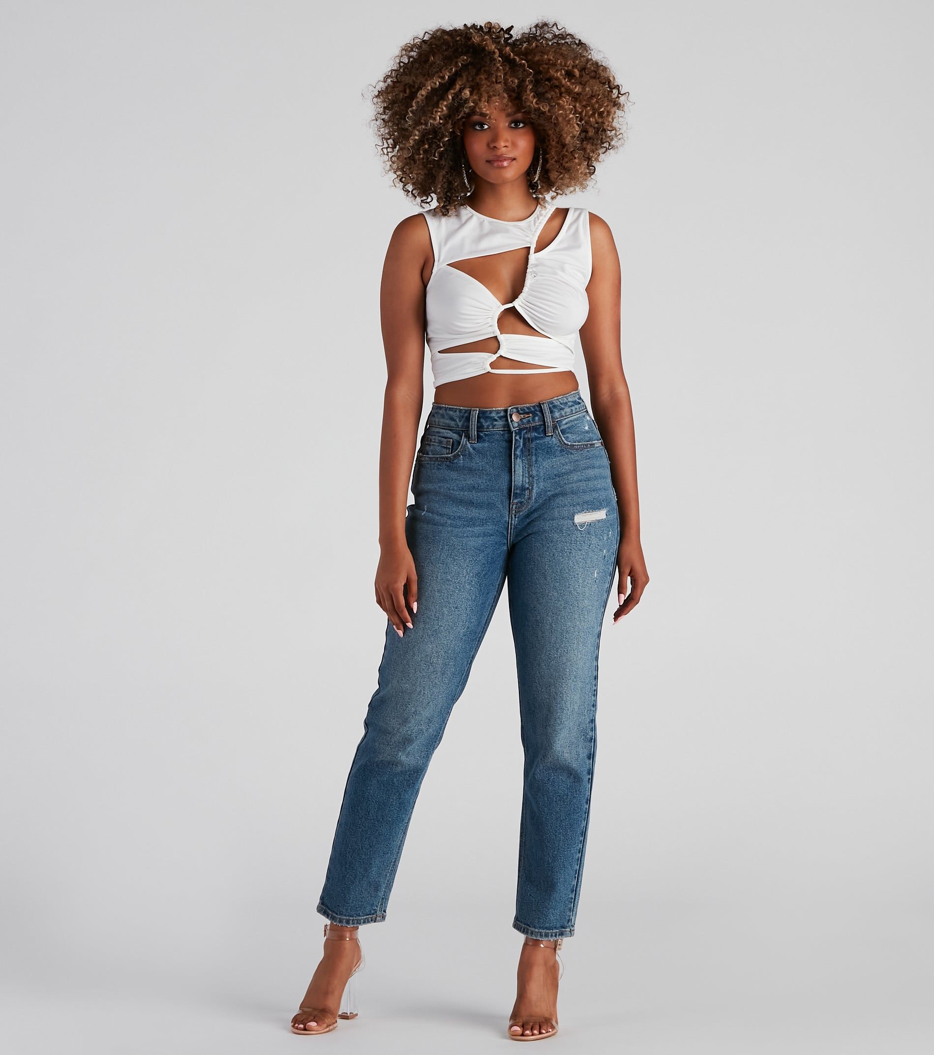 Edgy Love Cutout Crop Top sold by Windsor product image thumbnail 3