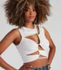Edgy Love Cutout Crop Top sold by Windsor