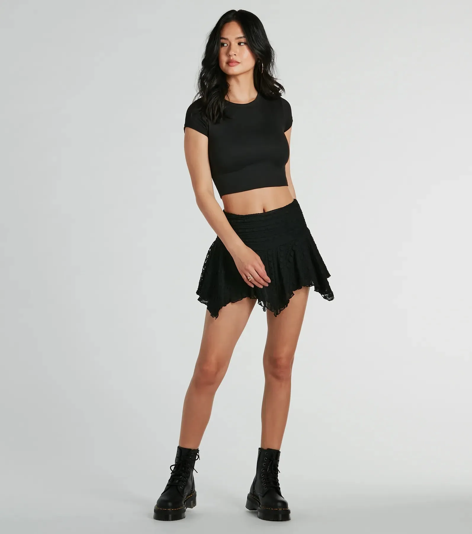 Alluring Flirt High-Rise Lace Mini Skort sold by Windsor product image thumbnail 5