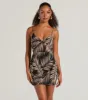 Crusin' The Tropics Lace-Up Tropical Mini Dress sold by Windsor
