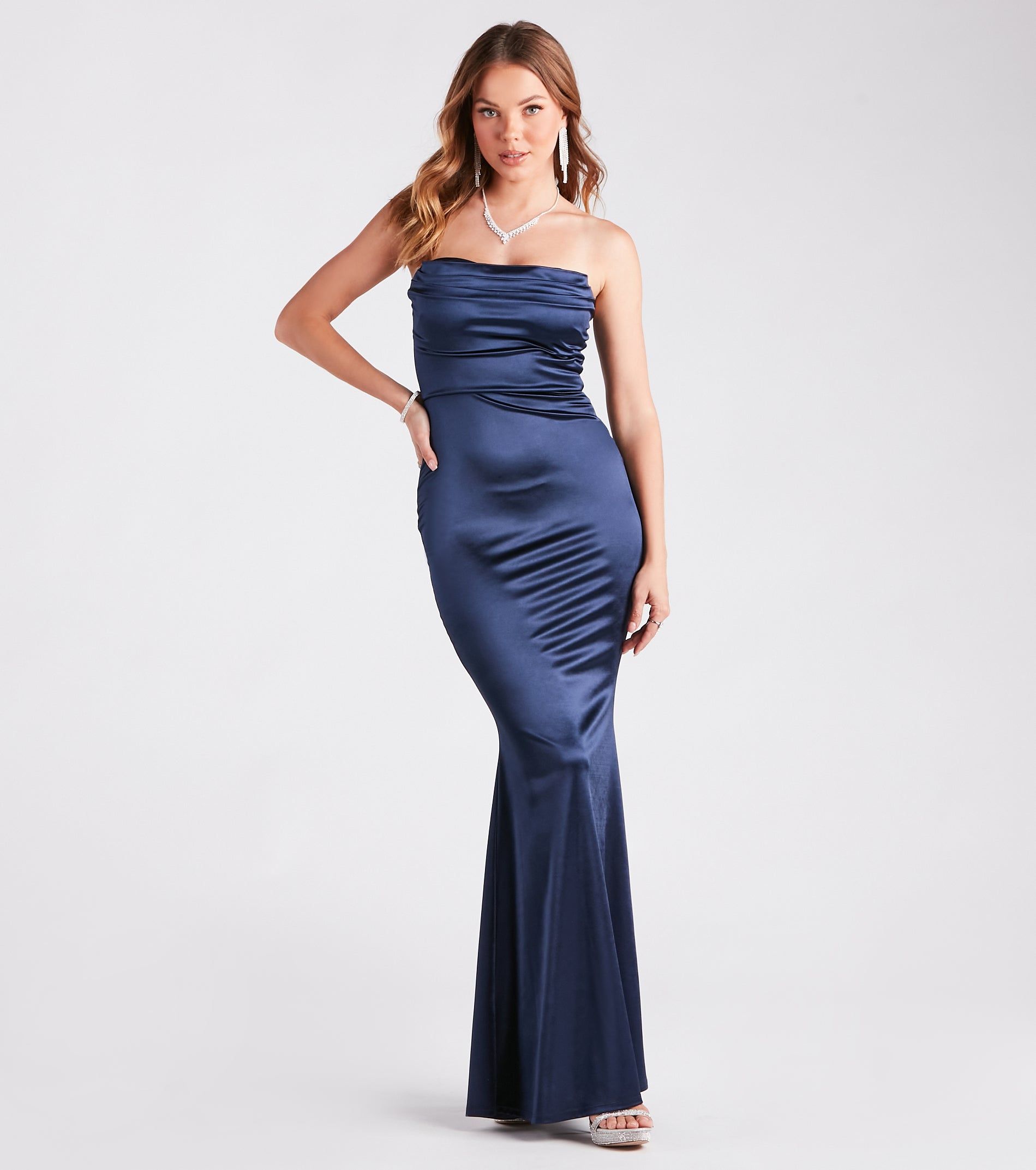 PLACEHOLDER - Priscilla Formal Satin Strapless Mermaid Dress sold by Windsor product image thumbnail 2