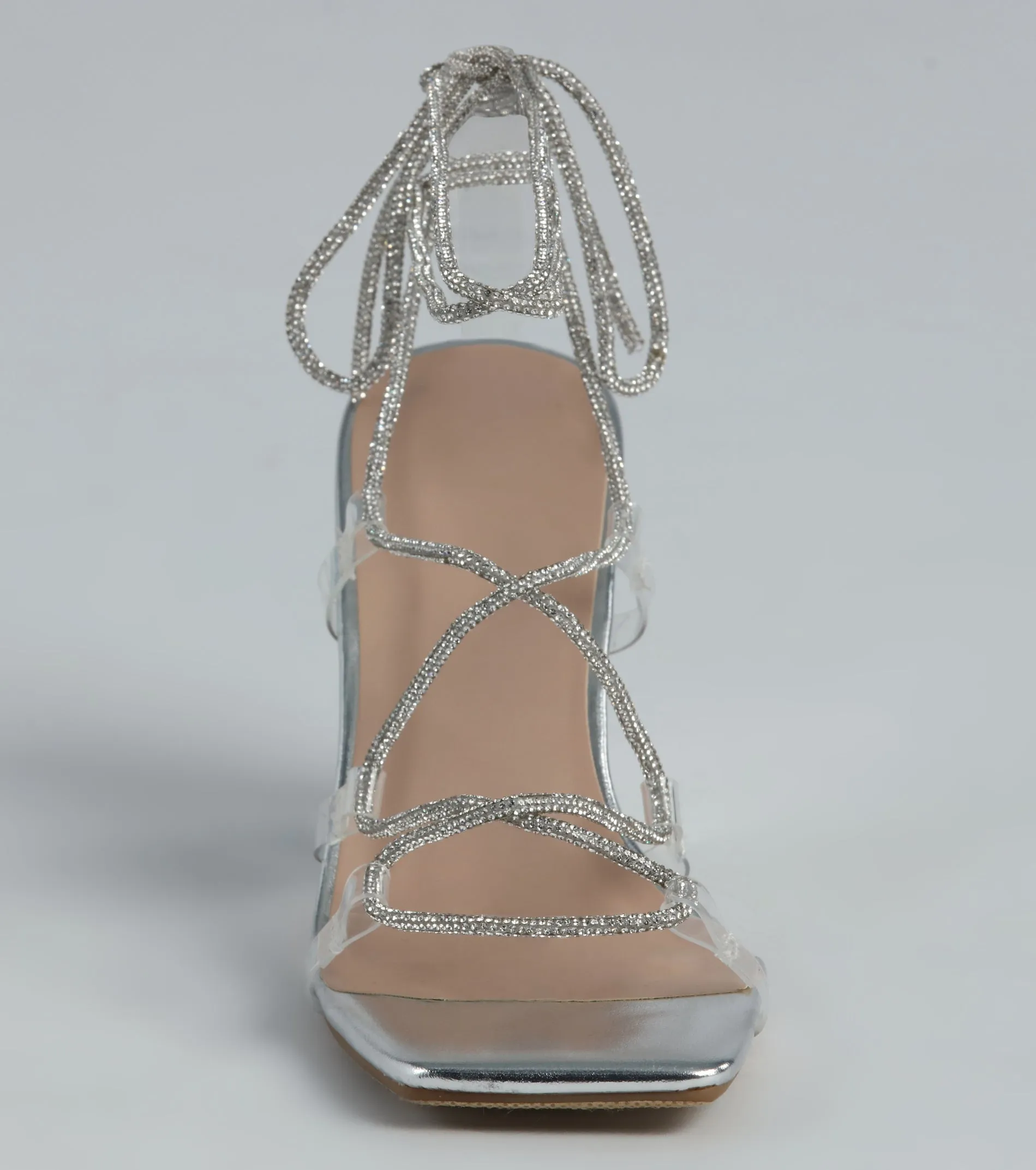 Luxe Rhinestone Lace-Up Metallic Heels sold by Windsor product image thumbnail 3