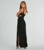 Quinn Cutout High Slit Crepe Formal Dress sold by Windsor