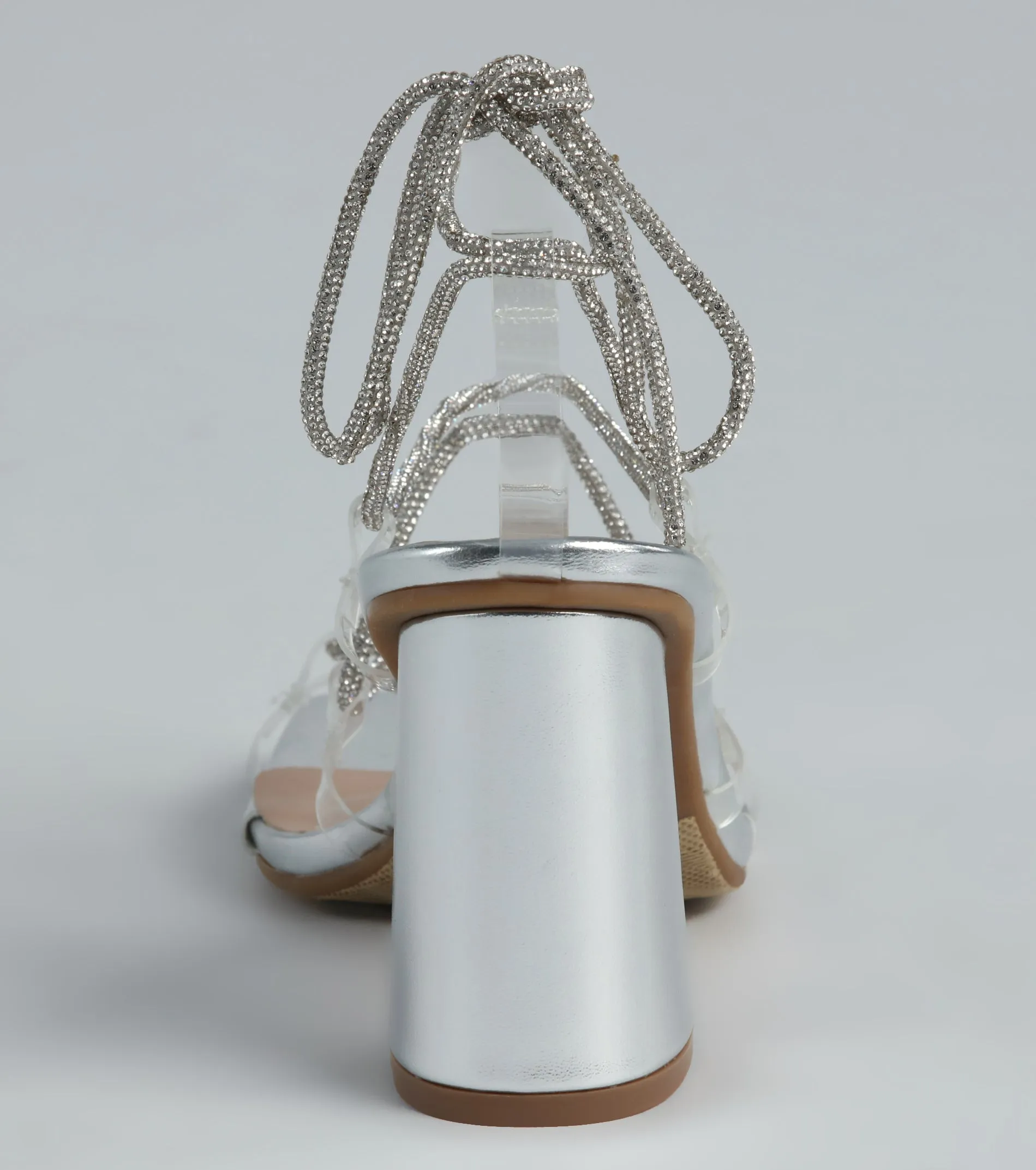 Luxe Rhinestone Lace-Up Metallic Heels sold by Windsor product image thumbnail 4