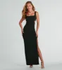 Quinn Cutout High Slit Crepe Formal Dress sold by Windsor