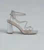Luxe Rhinestone Lace-Up Metallic Heels sold by Windsor