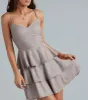 Pretty Glam Glitter Ruffled Tiered Skater Dress sold by Windsor