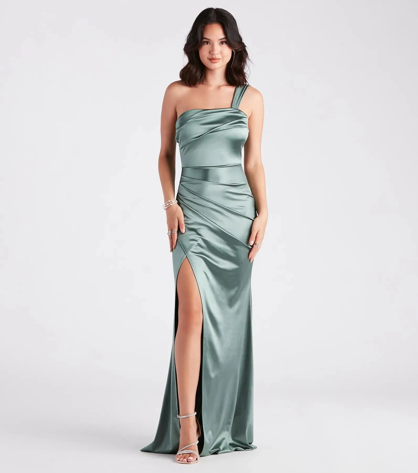 Kathie Formal Satin One-Shoulder Dress sold by Windsor