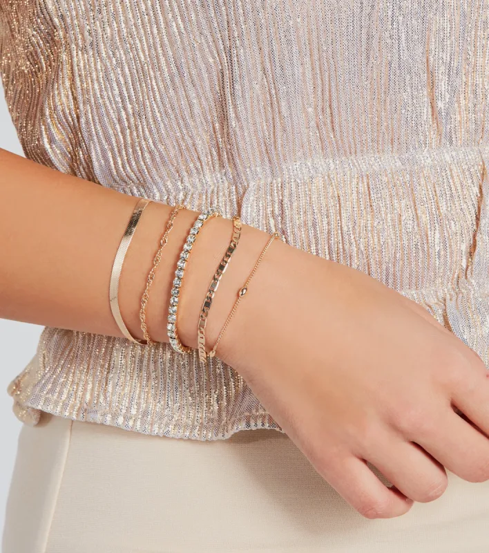 Everyday Glitz Five-Pack Chain Bracelet Set sold by Windsor