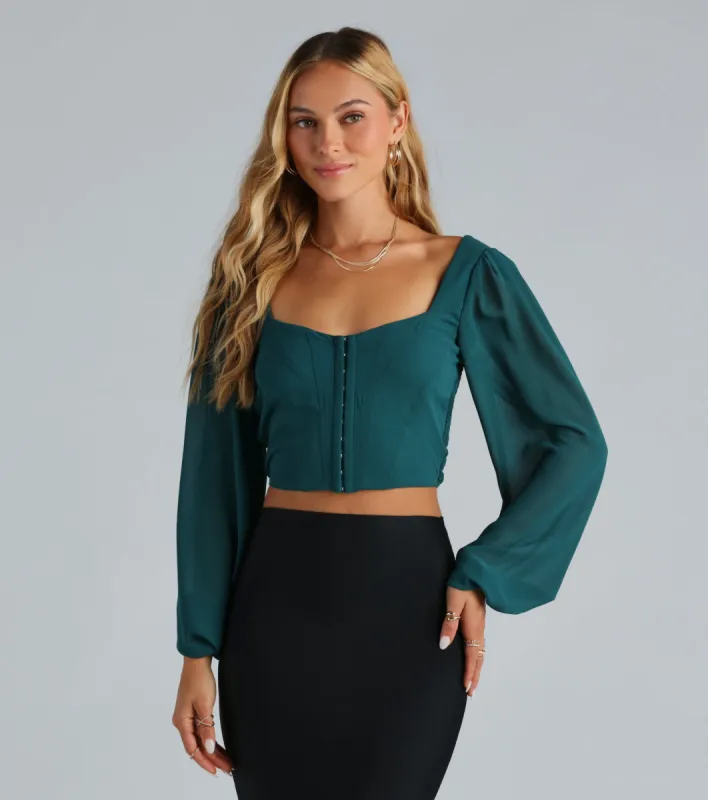 More Than A Dream Chiffon Corset Crop Top sold by Windsor