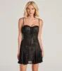 So Gorgeous Sweetheart Floral Mesh Lace Mini Dress sold by Windsor
