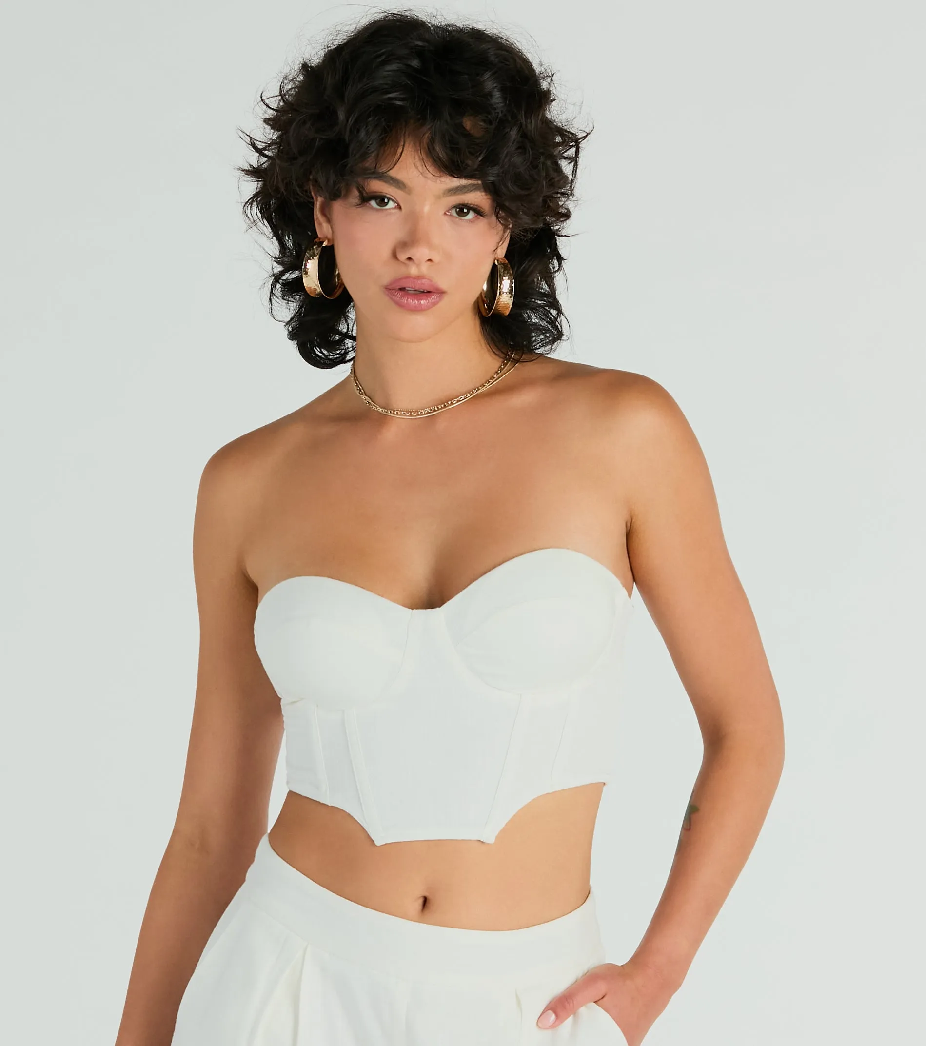 Trendy Treasure Strapless Linen Corset Top sold by Windsor