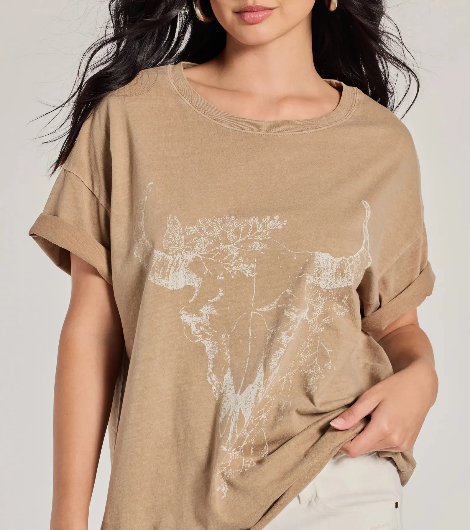 Boho Babe Longhorn Oversized Graphic Tee sold by Windsor product image thumbnail 4