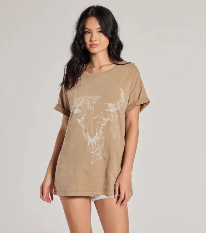 Boho Babe Longhorn Oversized Graphic Tee sold by Windsor