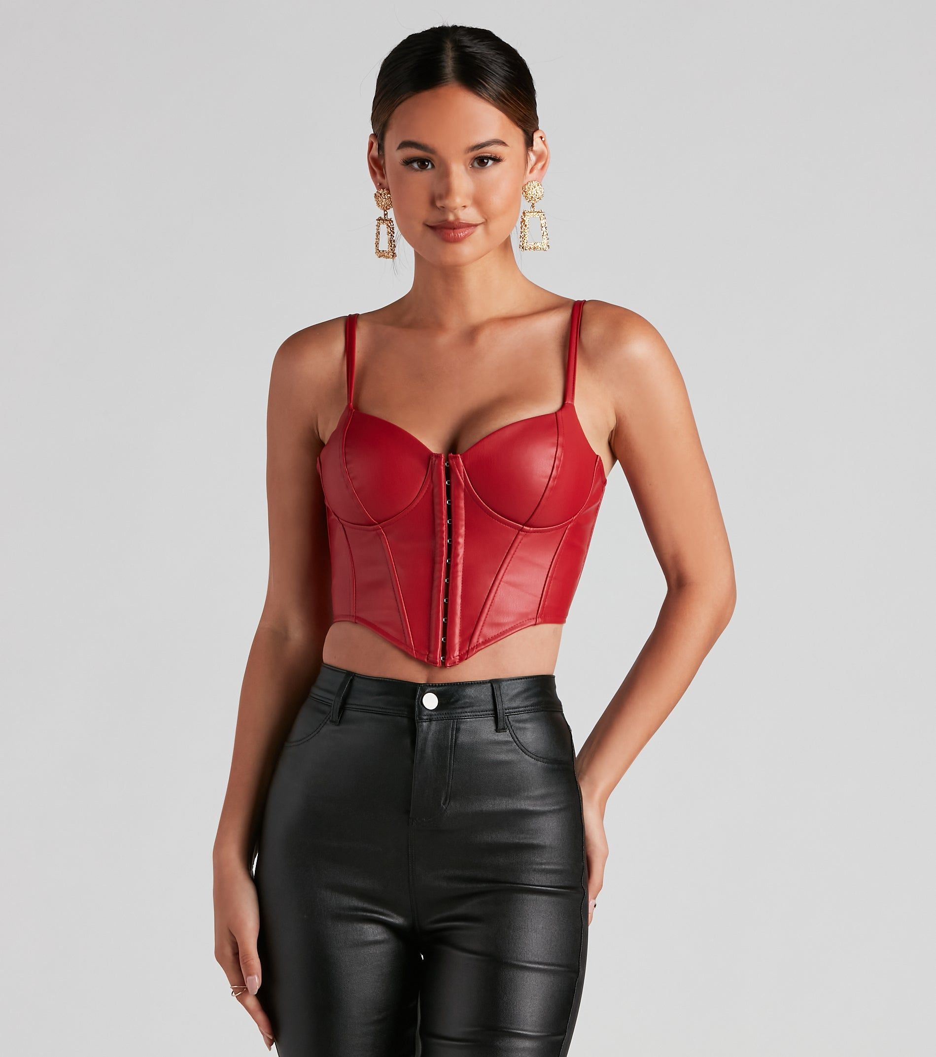 PLACEHOLDER - Bold Moment Faux Leather Corset Top sold by Windsor
