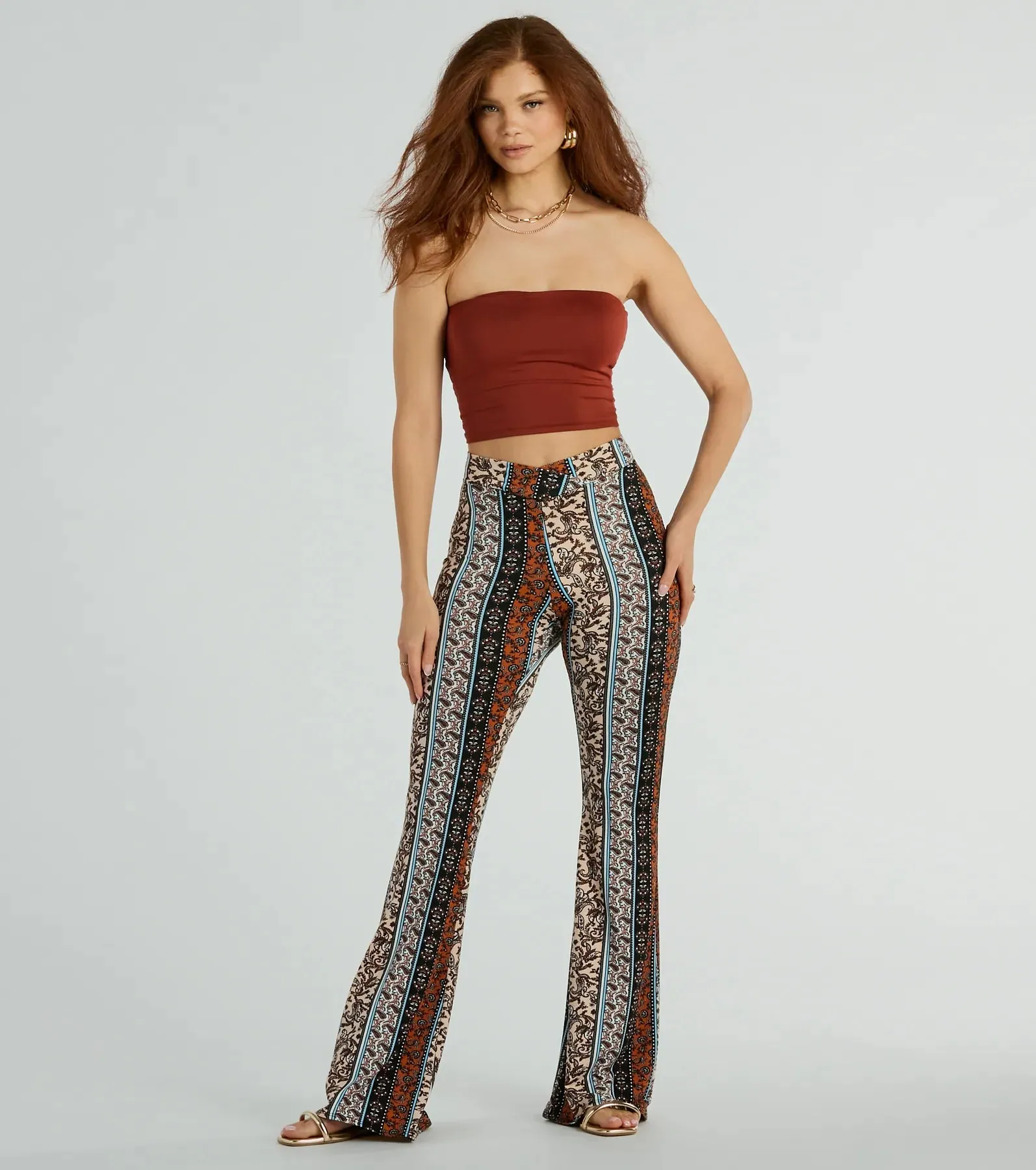 Summer Dream Paisley Knit Flare Pants sold by Windsor