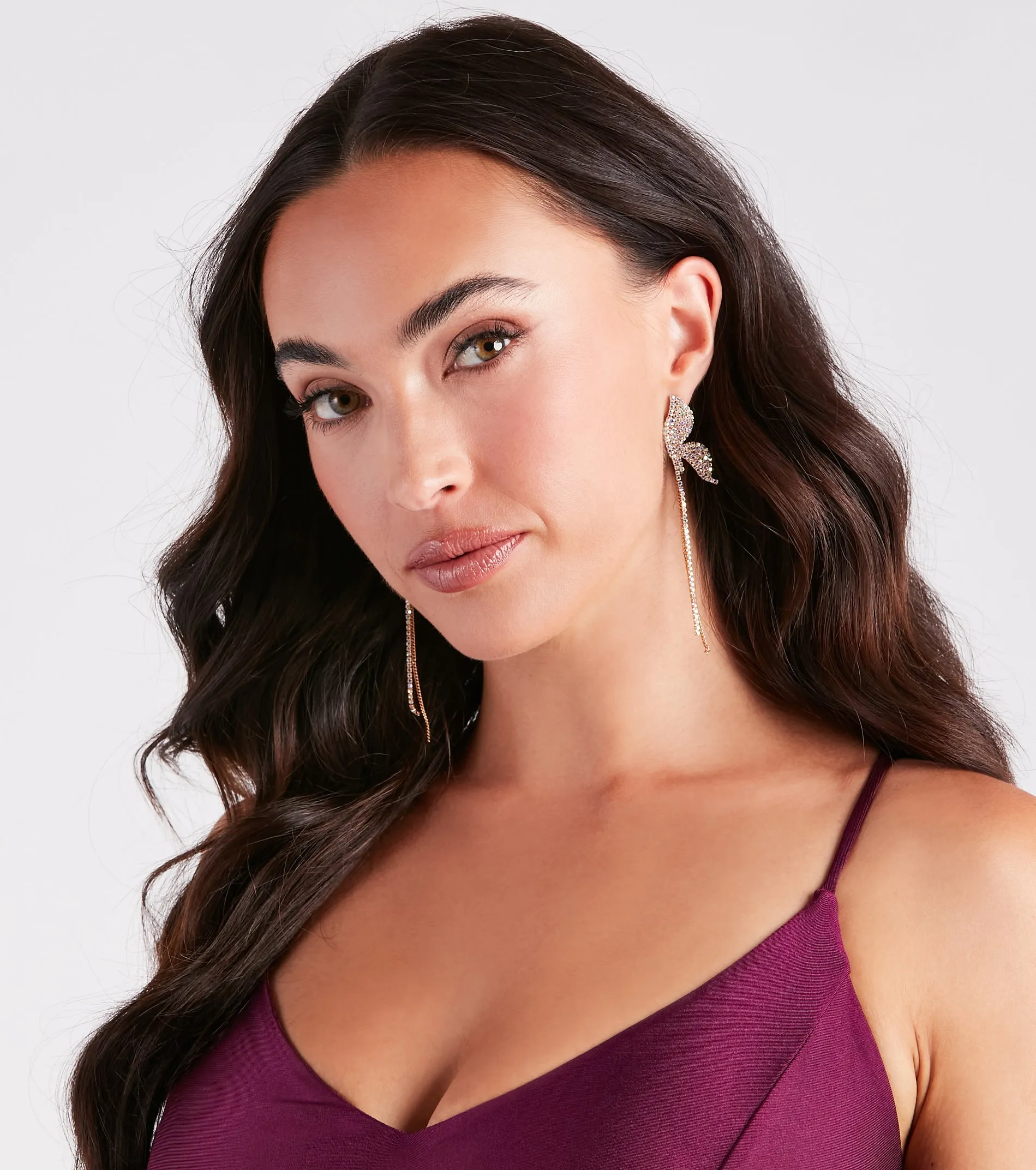 Enchanting Sparkle Rhinestone Butterfly Fringe Earrings sold by Windsor product image thumbnail 2