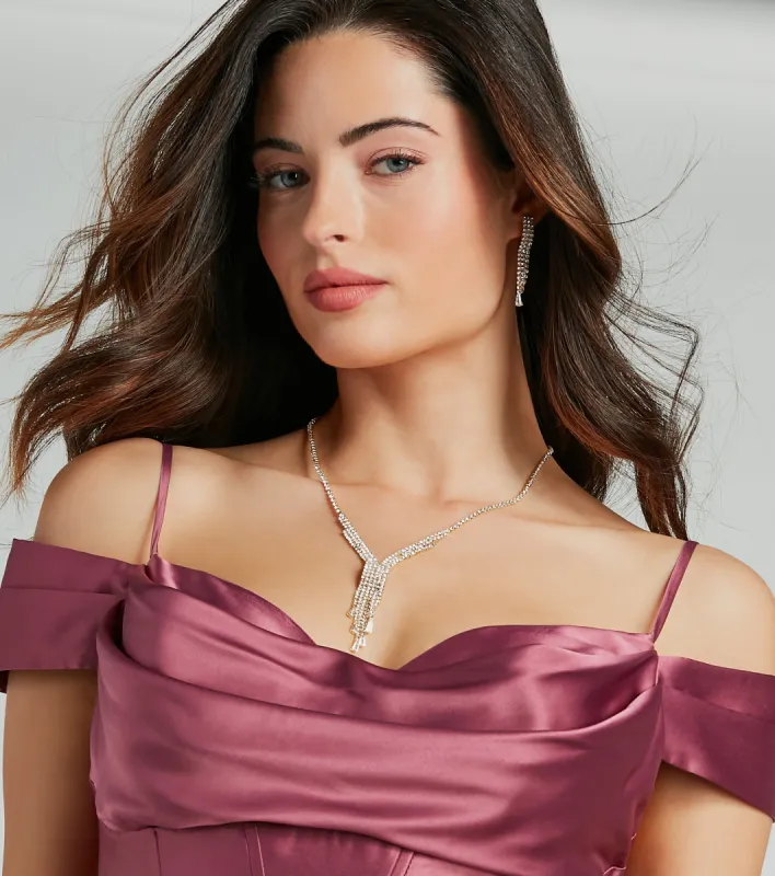 Glam Stunner Rhinestone Necklace And Earrings Set sold by Windsor