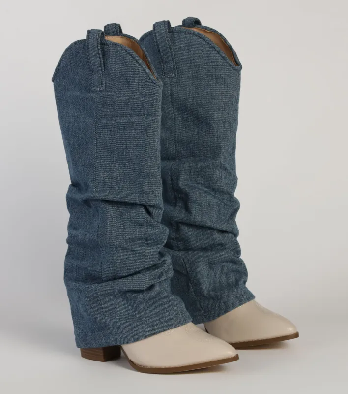 Denim Diva Fold-Over Western Boots sold by Windsor