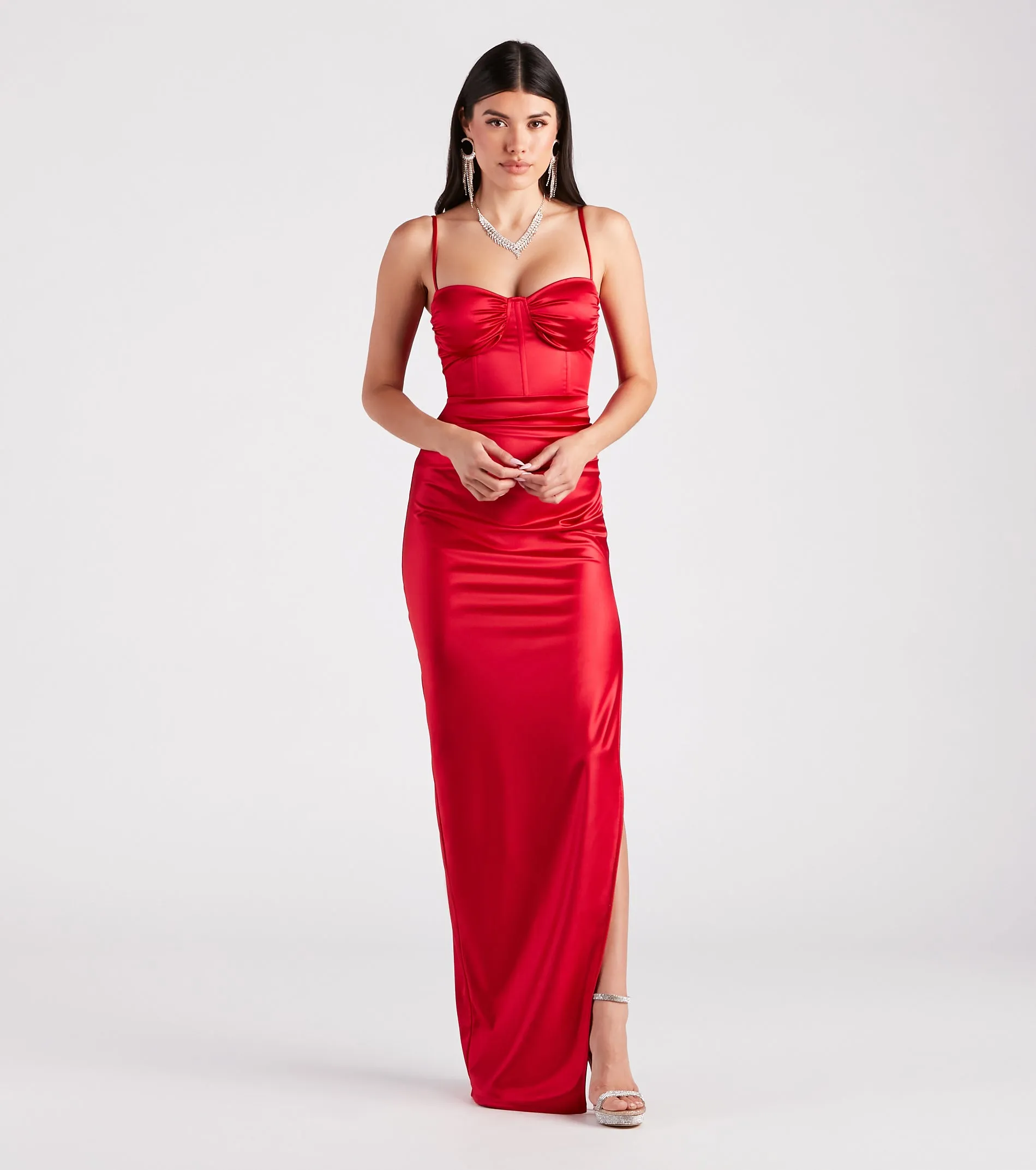 Eliora Formal Satin Corset Slim Dress sold by Windsor