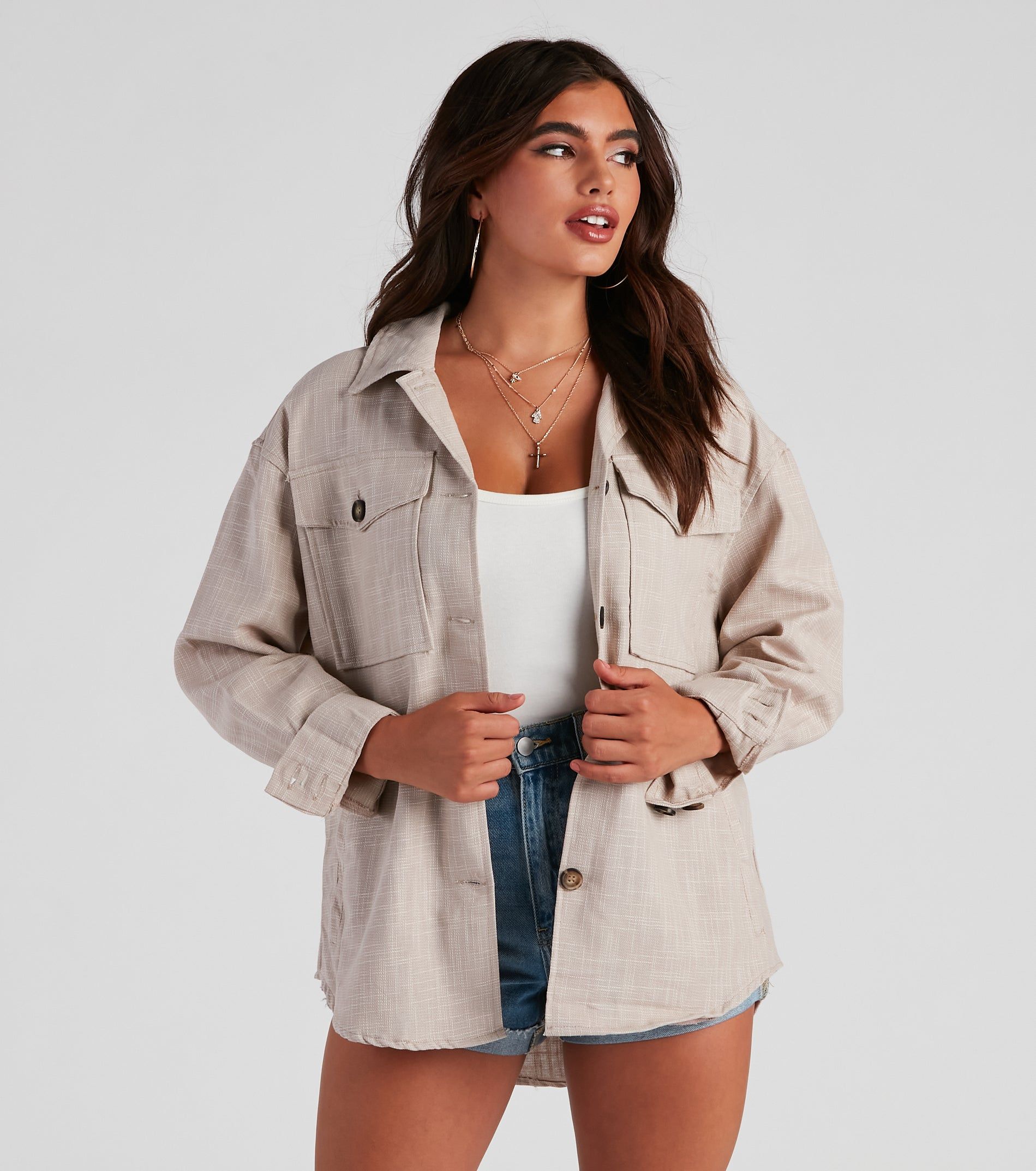 Cool Layers Woven Oversized Shacket sold by Windsor