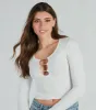 Glam Deets Rhinestone Trim Cutout Crop Top sold by Windsor