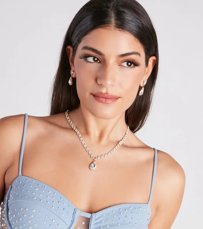 Stunning Glamour Rhinestone Necklace And Earrings Set sold by Windsor