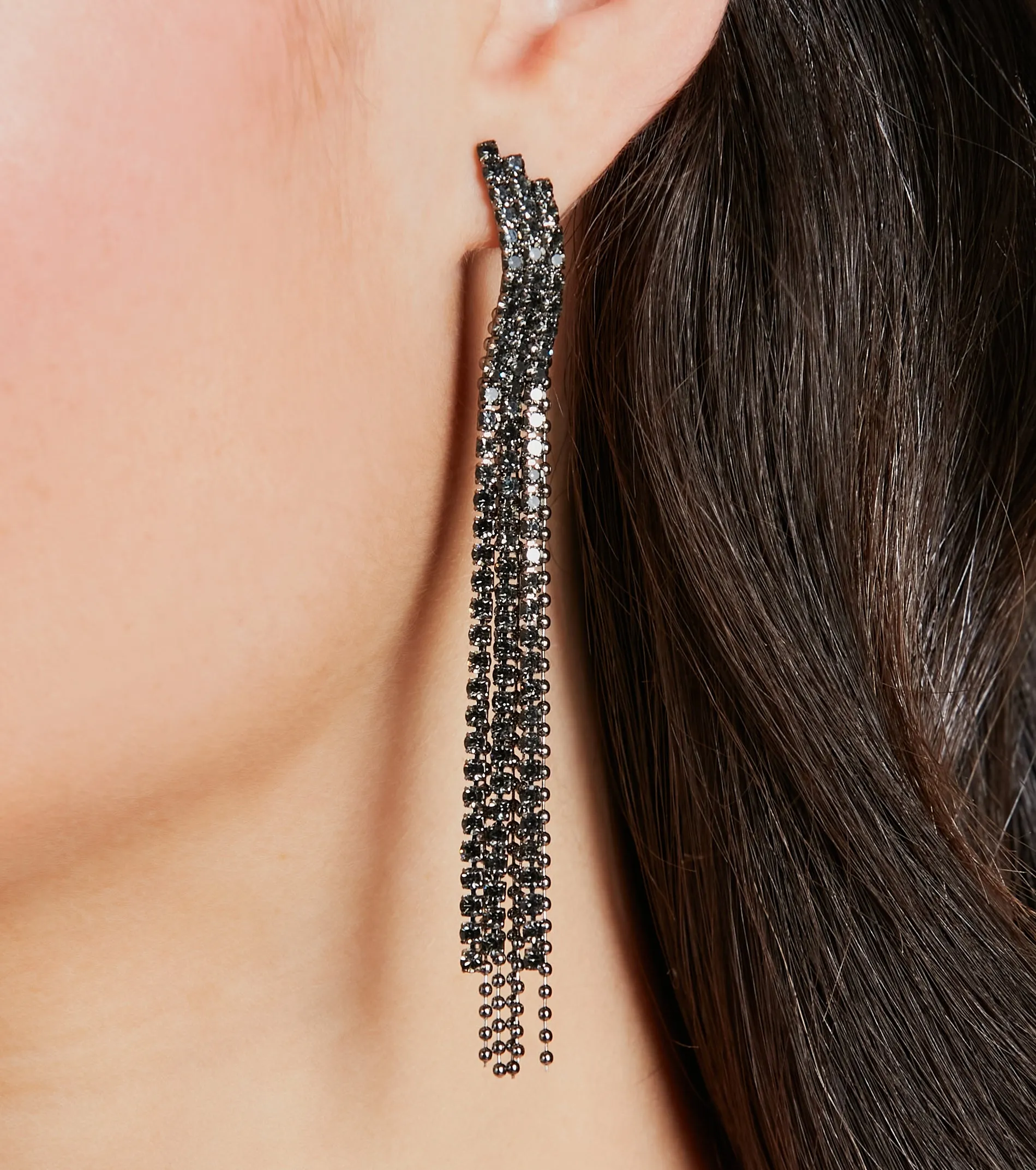 Appealing Chic Rhinestone Fringe Earrings sold by Windsor product image thumbnail 2