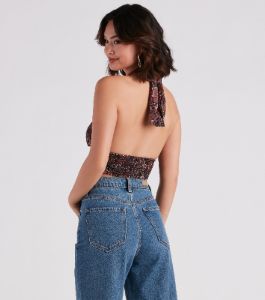 Sultry Boho Print Halter Crop Top sold by Windsor