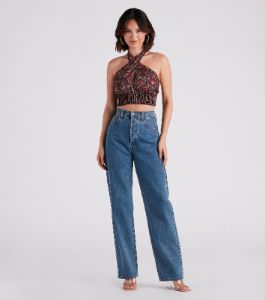 Sultry Boho Print Halter Crop Top sold by Windsor