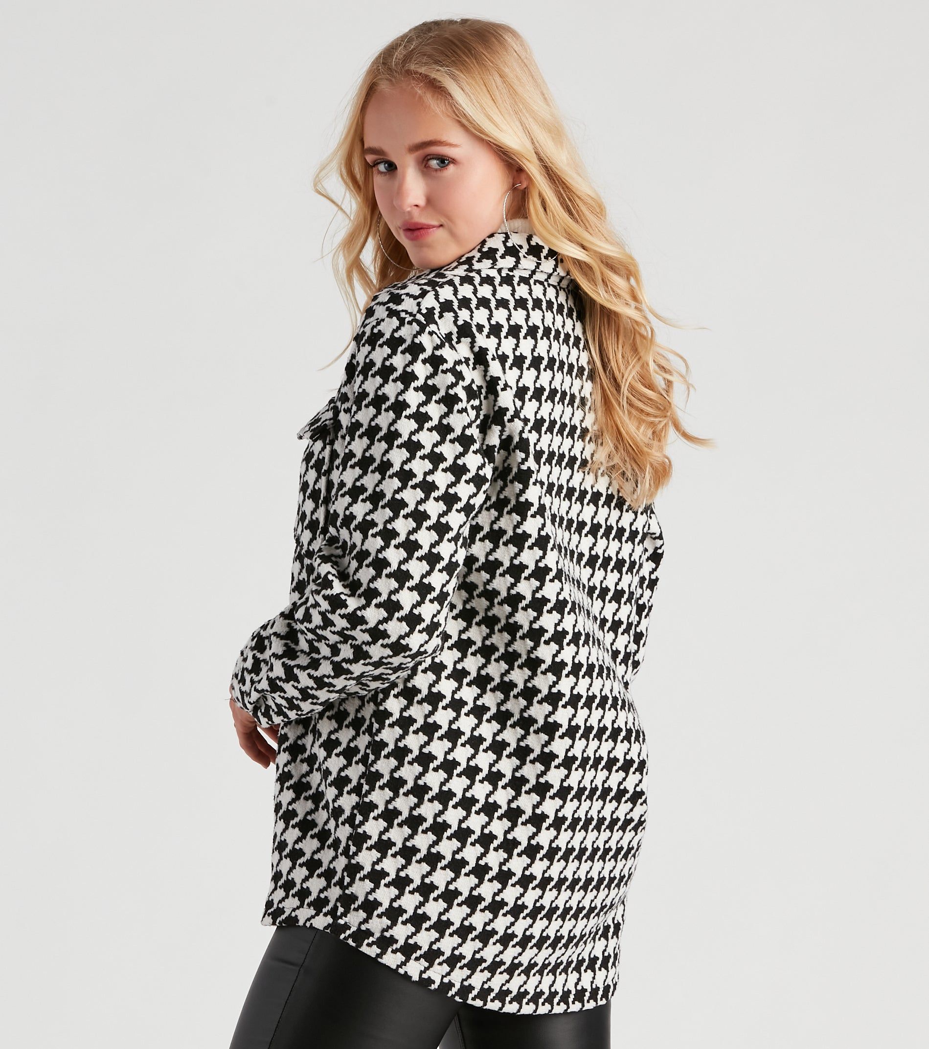 Elevated Chic Houndstooth Woven Shacket sold by Windsor product image thumbnail 2