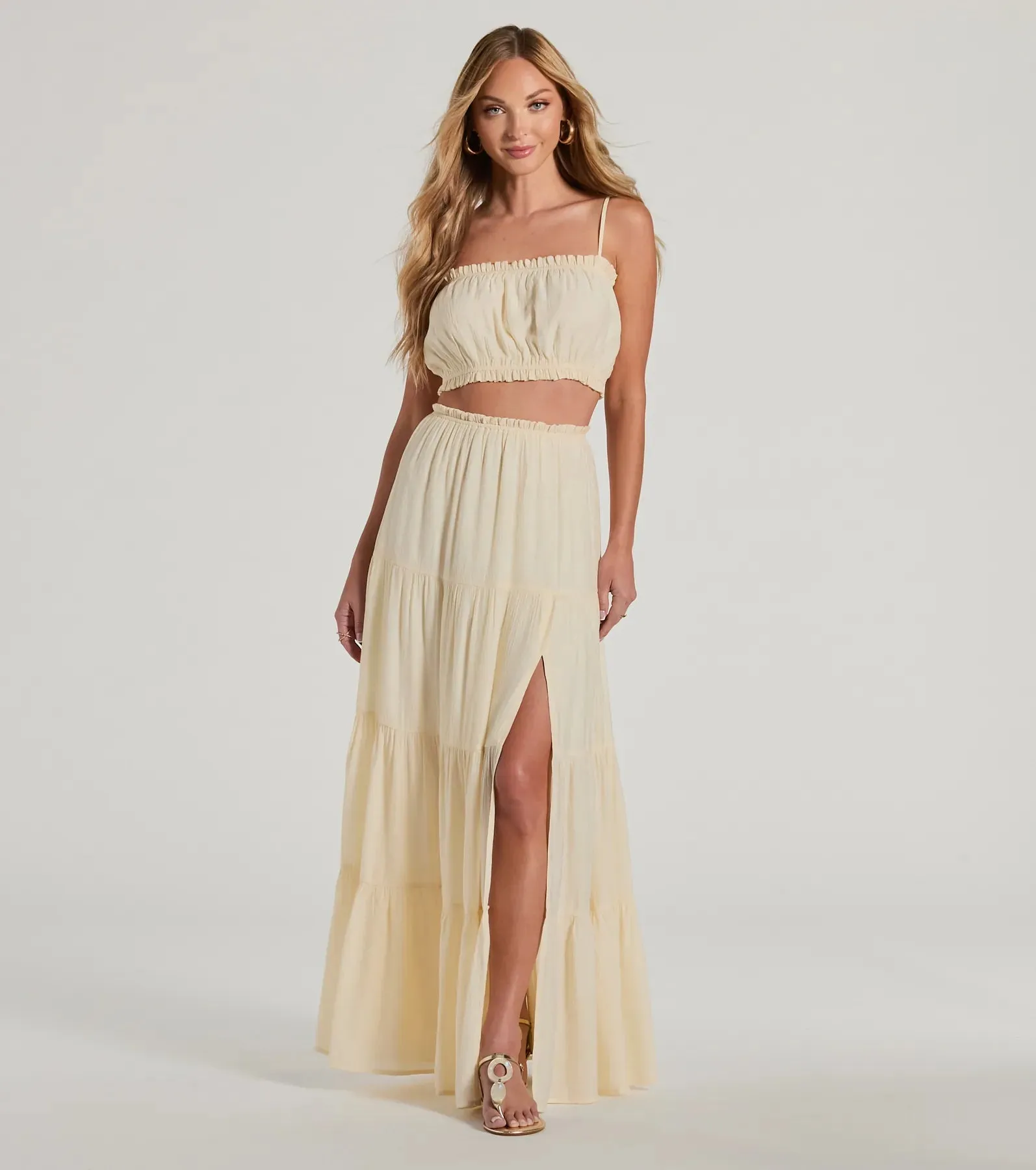 Romance For Two High Rise Slit Maxi Skirt sold by Windsor