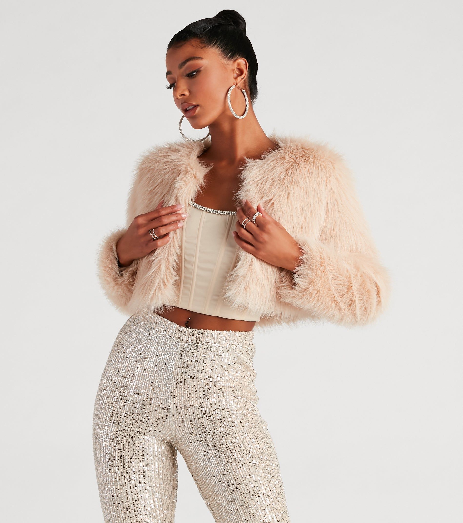 PLACEHOLDER - Style Diva Faux Fur Crop Jacket sold by Windsor product image thumbnail 2