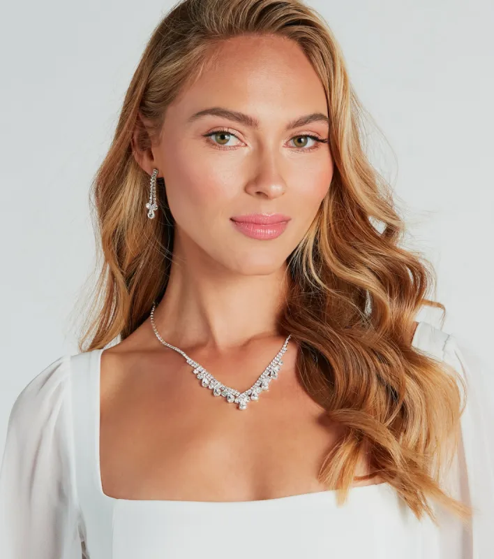 Living Luxe Rhinestone Necklace And Earrings Set sold by Windsor