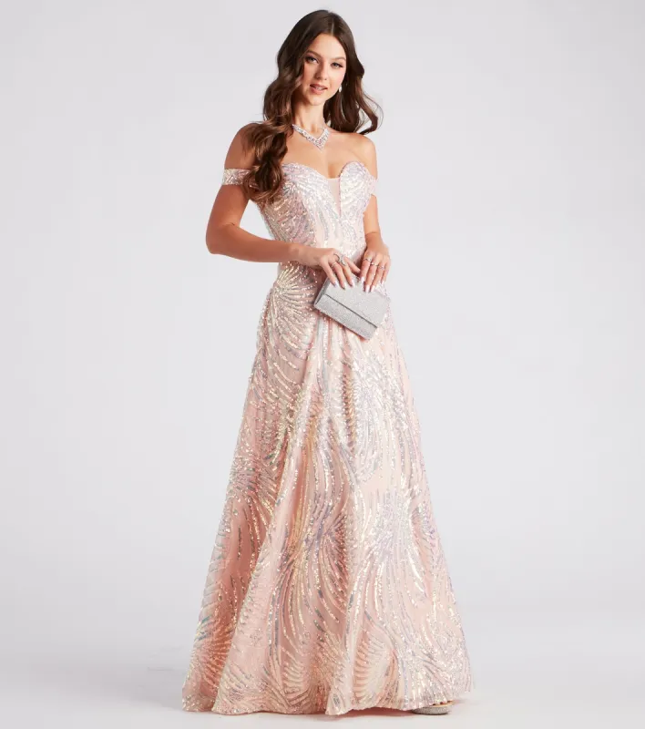 Ava Sequin Off-The-Shoulder Ball Gown sold by Windsor