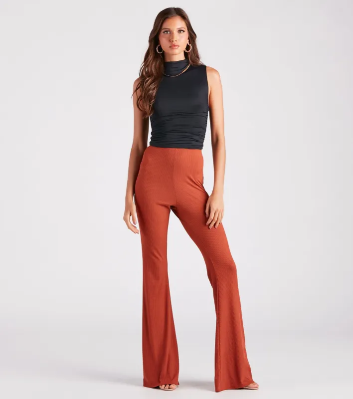 On A Flare High-Rise Knit Pants sold by Windsor