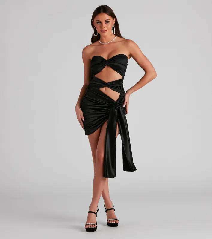 Silky Stunner Mini Dress With Sash sold by Windsor