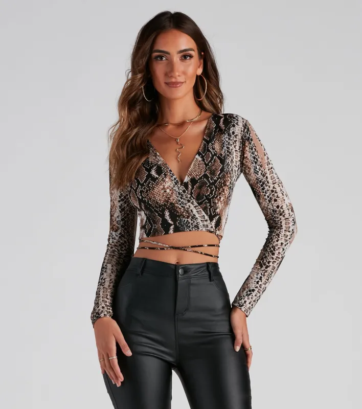 Tie New Things Snake Wrap Top sold by Windsor