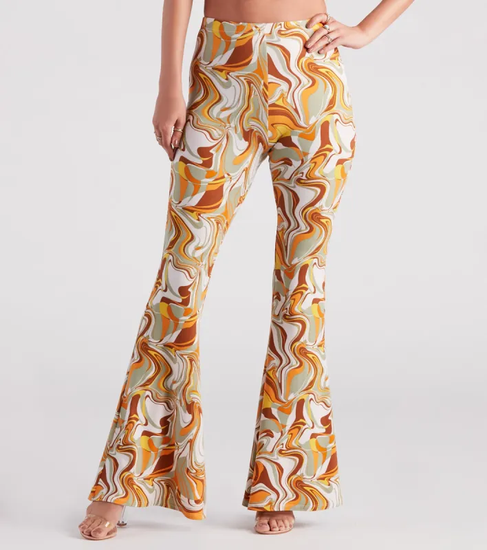 Swirl Of Attraction Printed Flare Pants sold by Windsor