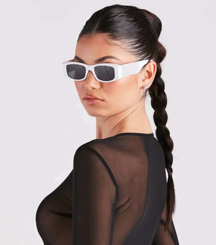 Forever Fab Rhinestone Rectangular Frame Sunglasses sold by Windsor