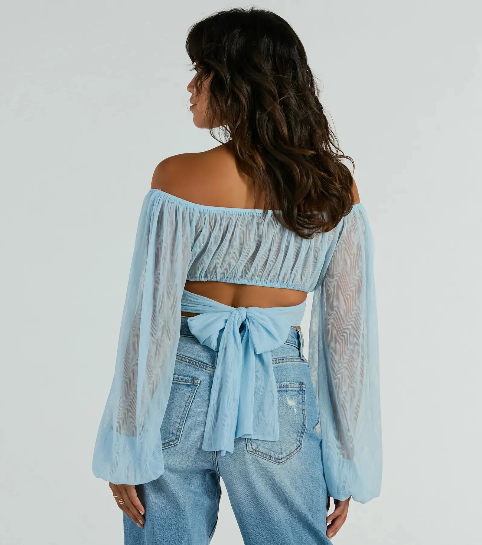 All This Grace Tie-Back Mesh Crop Top sold by Windsor product image thumbnail 2