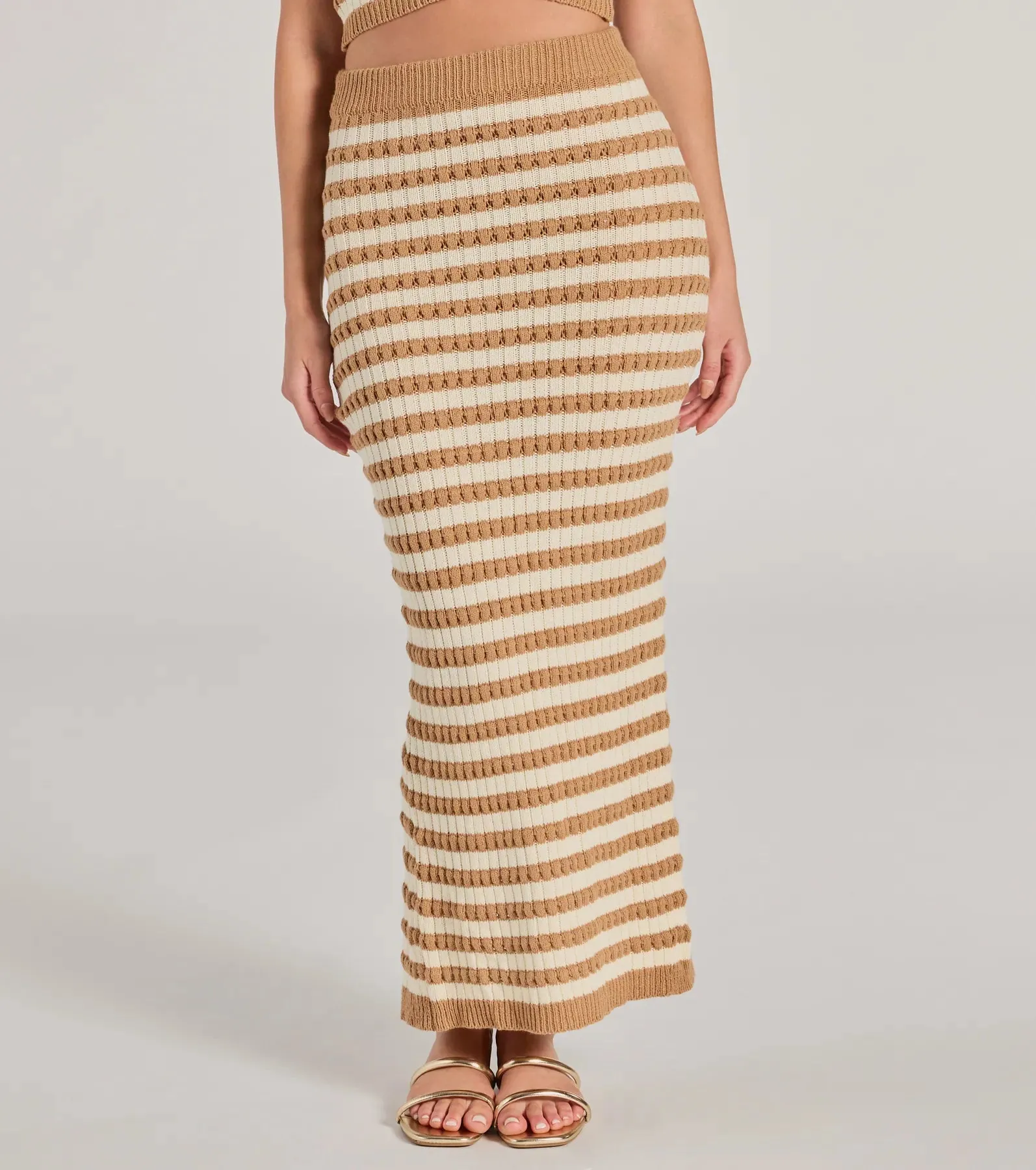 Seaside Cutie Striped Slit Knit Midi Skirt sold by Windsor product image thumbnail 4